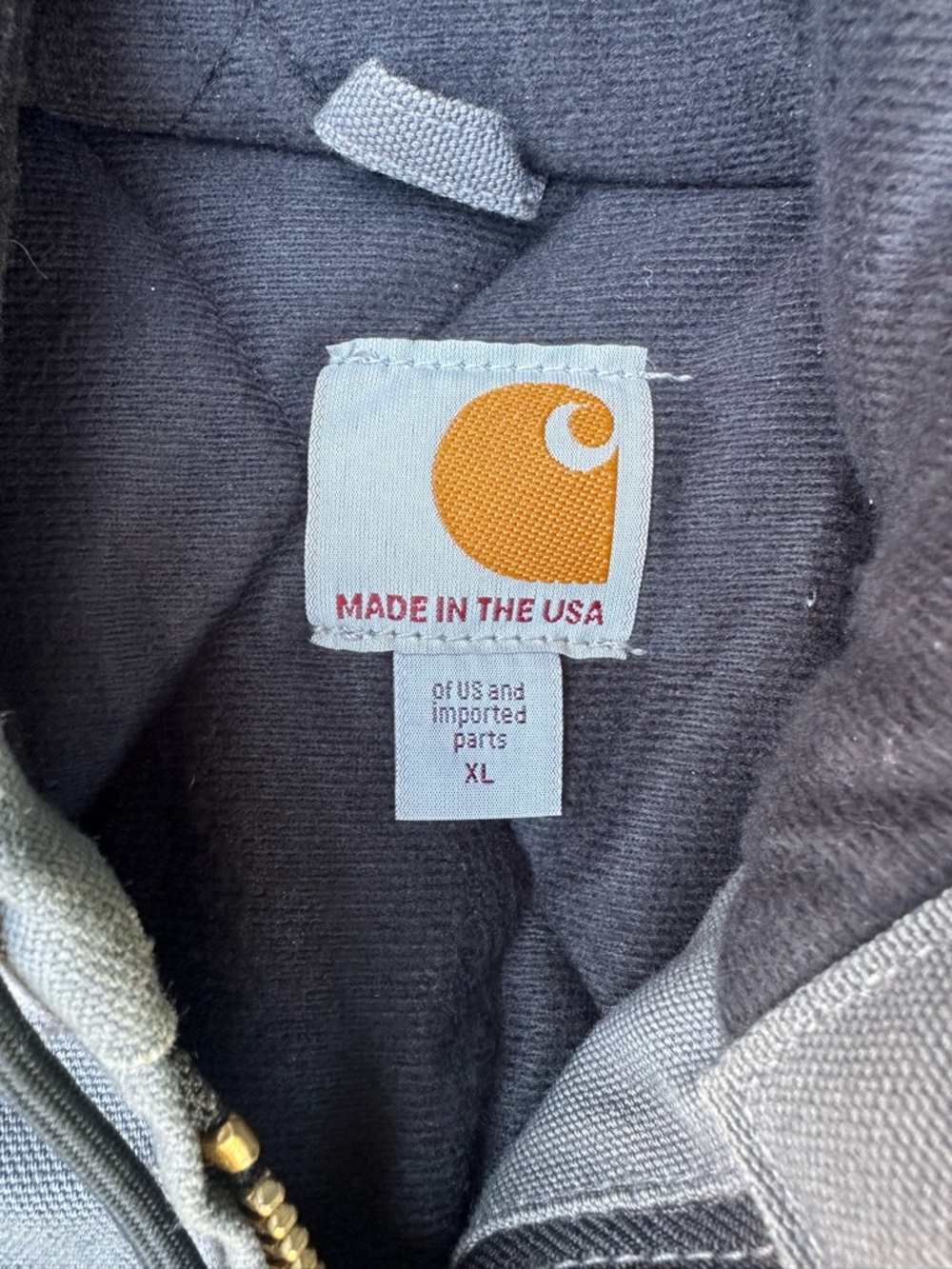 Vintage Y2K Carhartt J140 GVL Gray Hooded Detroit Jacket Distressed Men XL - Picture 3 of 14